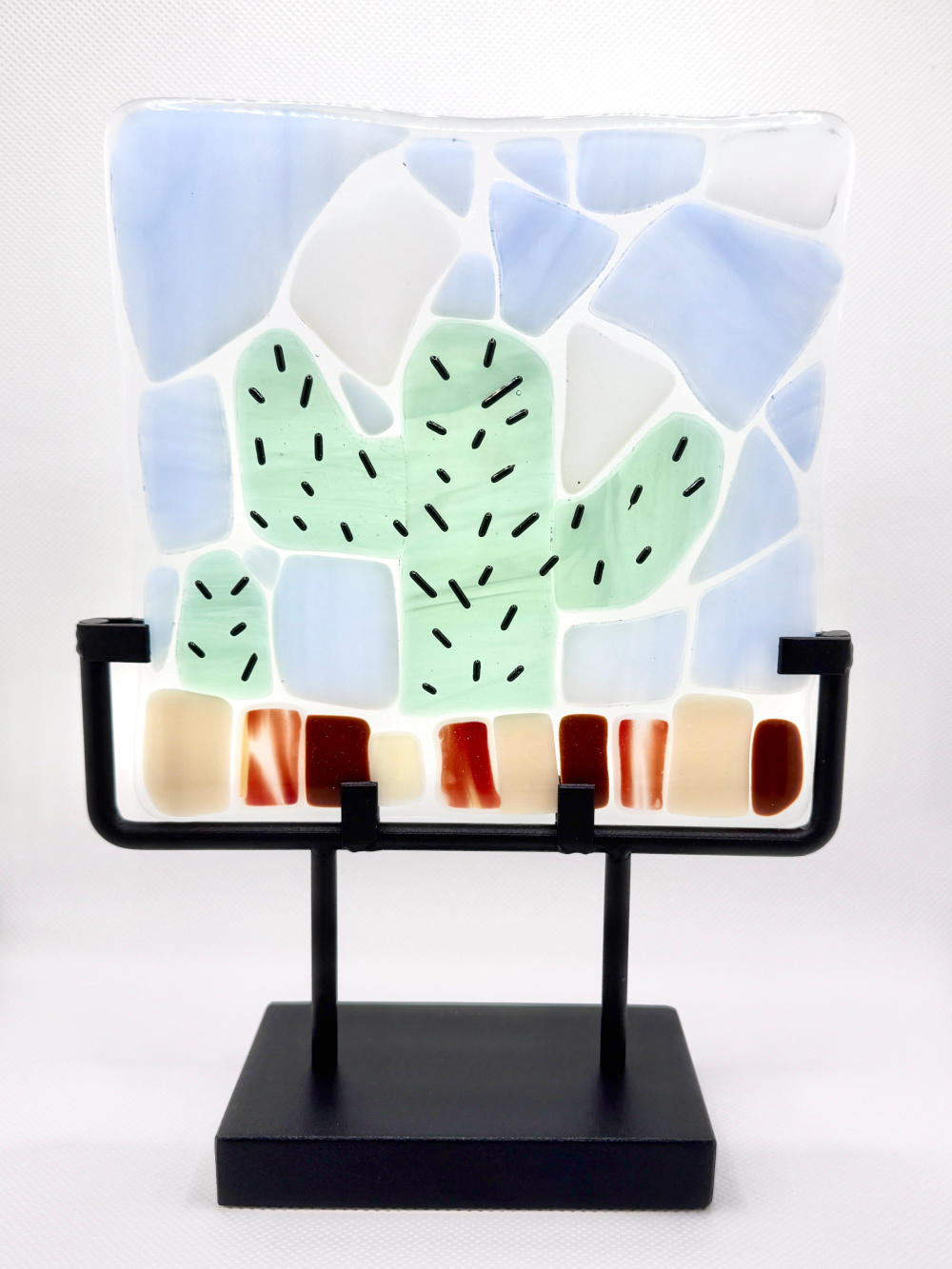desert scene fused glass plate